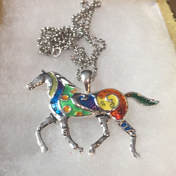horse Fancy Jewelry - Large Colorful Horse Pendant for horse lovers.